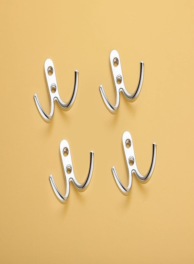 iSTAR Stainless Steel Unbreakable J Type Two Hook Bathroom Hooks Cloth Hanger Wall Hook Door Robe Hooks for Hanging Keys,Clothes (Pack of 4) - Image 1